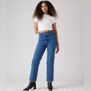 Levi ribcage straight ankle in jazz pop wash 23